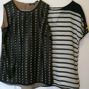 2 Women's Blouses Tops Semi Sheer Size S Sleeveless Casual Work